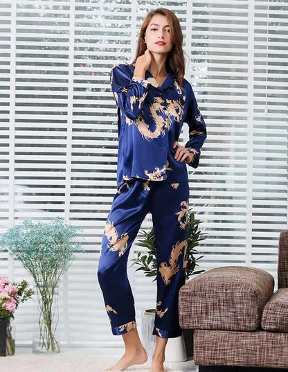 Couple  Satin Pajamas Pyjamas  Long Sleeve, allows comfy nights with partener