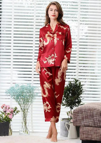 Couple  Satin Pajamas Pyjamas  Long Sleeve, allows comfy nights with partener