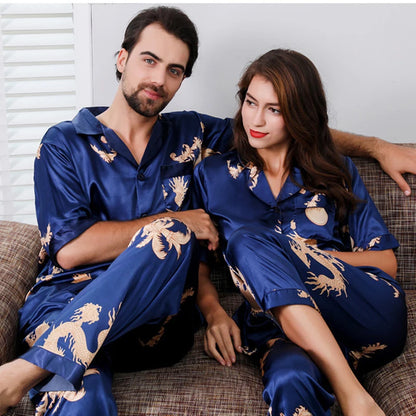 Couple  Satin Pajamas Pyjamas  Long Sleeve, allows comfy nights with partener