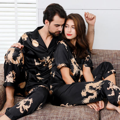 Couple  Satin Pajamas Pyjamas  Long Sleeve, allows comfy nights with partener