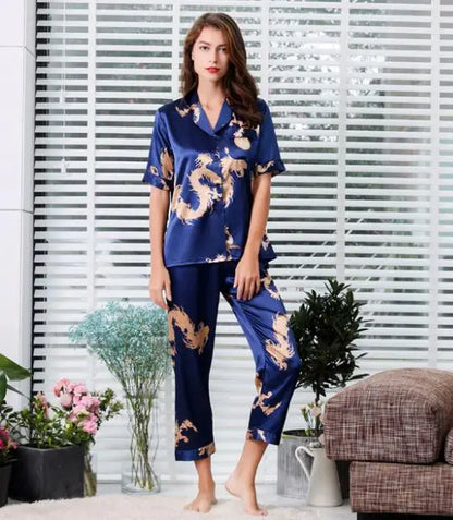 Couple  Satin Pajamas Pyjamas  Long Sleeve, allows comfy nights with partener